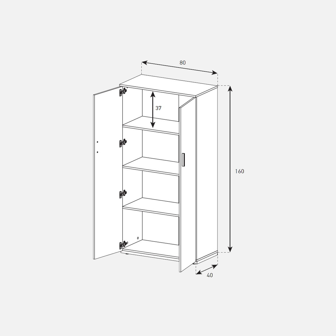    Sonorous 2 Kapaklı Çok Amaçlı Dolap Beyaz-Meşe 