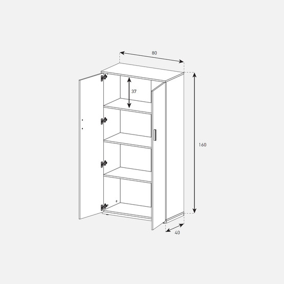 Sonorous 2 Kapaklı Çok Amaçlı Dolap Beyaz-Meşe