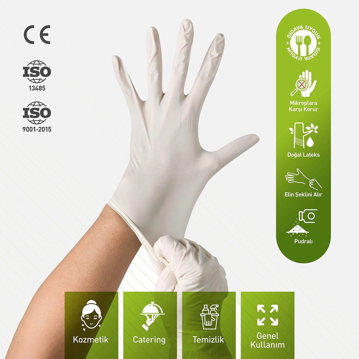   Dolphin Pudralı Lateks Eldiven Beyaz 100'lü L 
