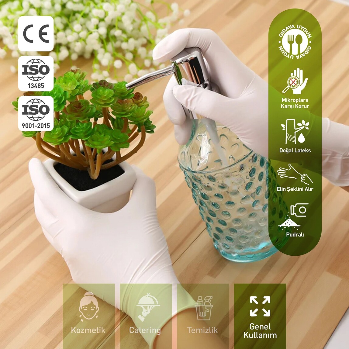    Dolphin Pudralı Lateks Eldiven Beyaz 100'lü L 