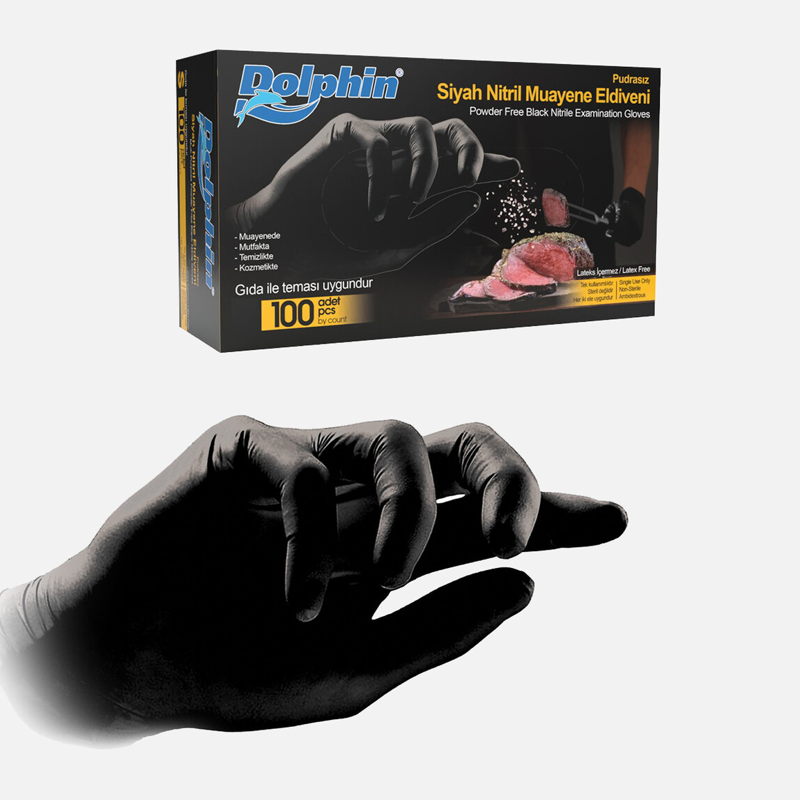    Dolphin Nitril Çok Amaçlı Eldiven Siyah S 
