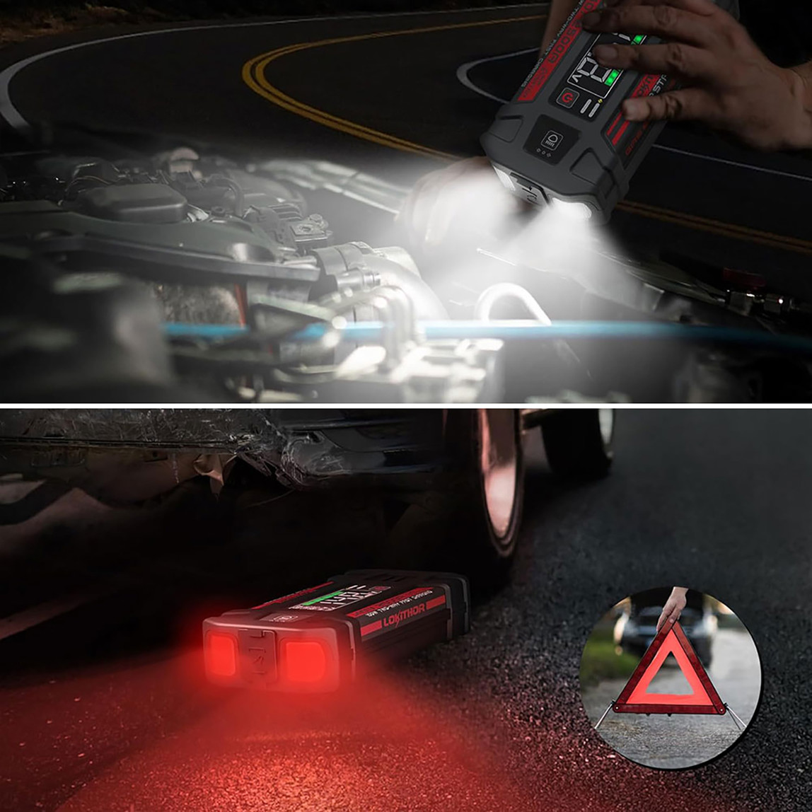    Lokithor J402 12V 3000Amp Li-Polimer Akıllı Akü Takviye Cihazı (Powerbank - Led Lamba) 