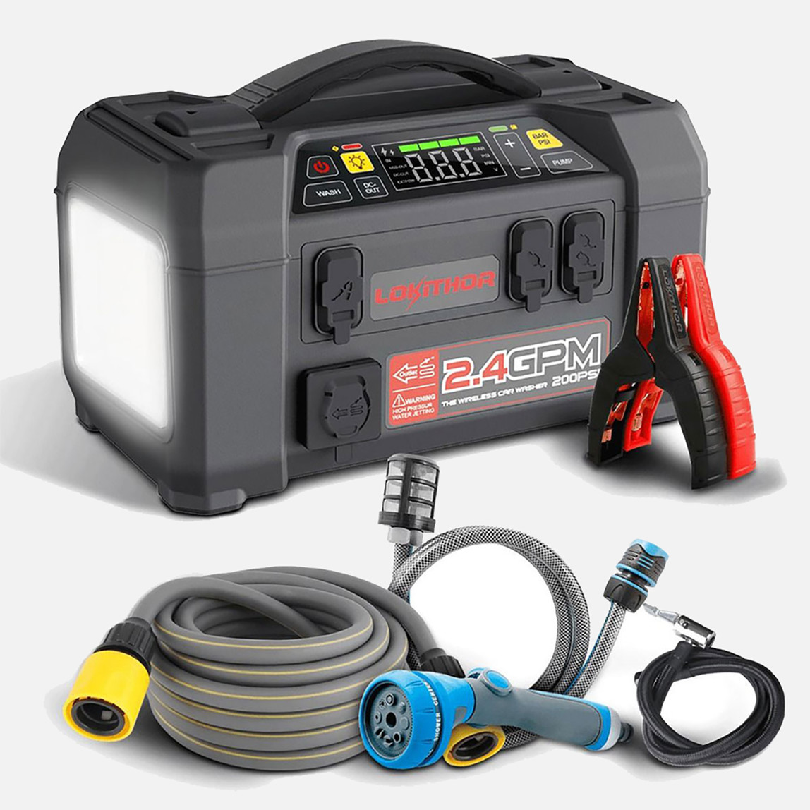    Lokithor AW401 12V 2500Amp Li-Polimer Akıllı Akü Takviye Cihazı (Pompa -Basınçlı Yıkama - Powerbank - Led Lamba) 