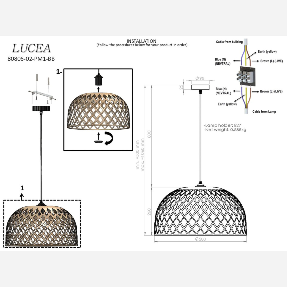    Lucea Tameo Bambu Sarkıt 50cm 