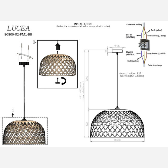 Lucea Tameo Bambu Sarkıt 50cm