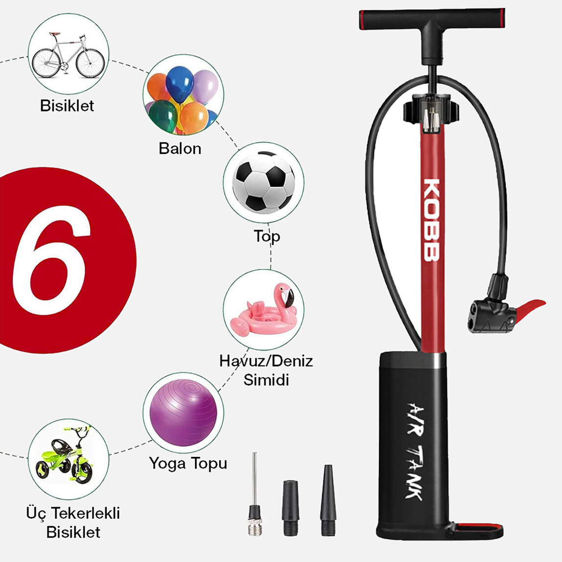    KOBB KB3256D 87 PSI Dijital Basınç Göstergeli Taşınabilir El Pompası 