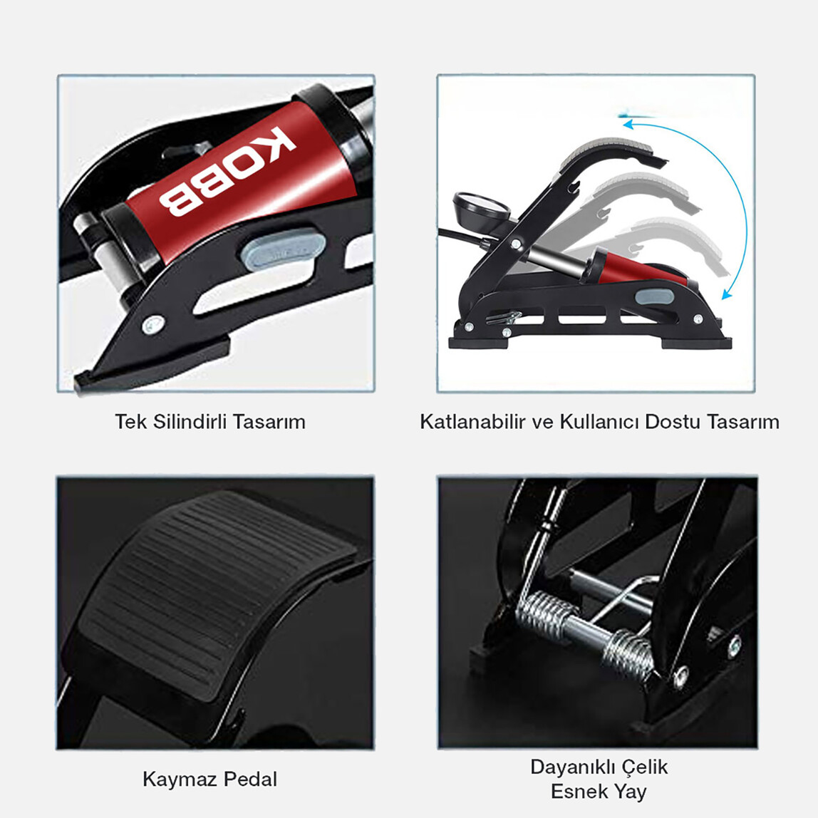    KOBB KB0901 87PSI Analog Basınç Göstergeli Ayak Pompası 