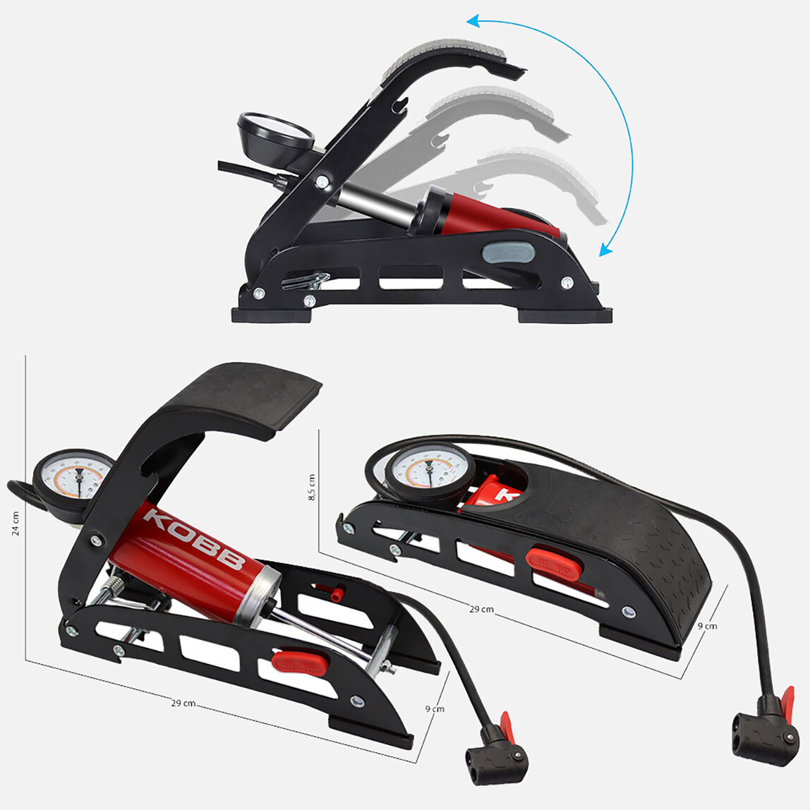    KOBB KB0901 87PSI Analog Basınç Göstergeli Ayak Pompası 