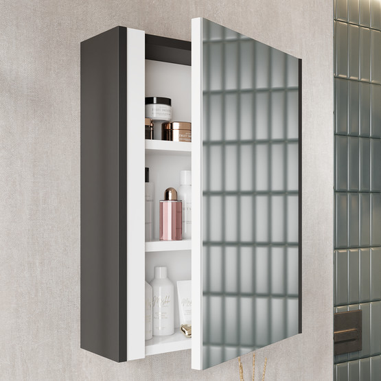 Kemer Aynalı 50 cm Takım Banyo Dolabı Antrasit