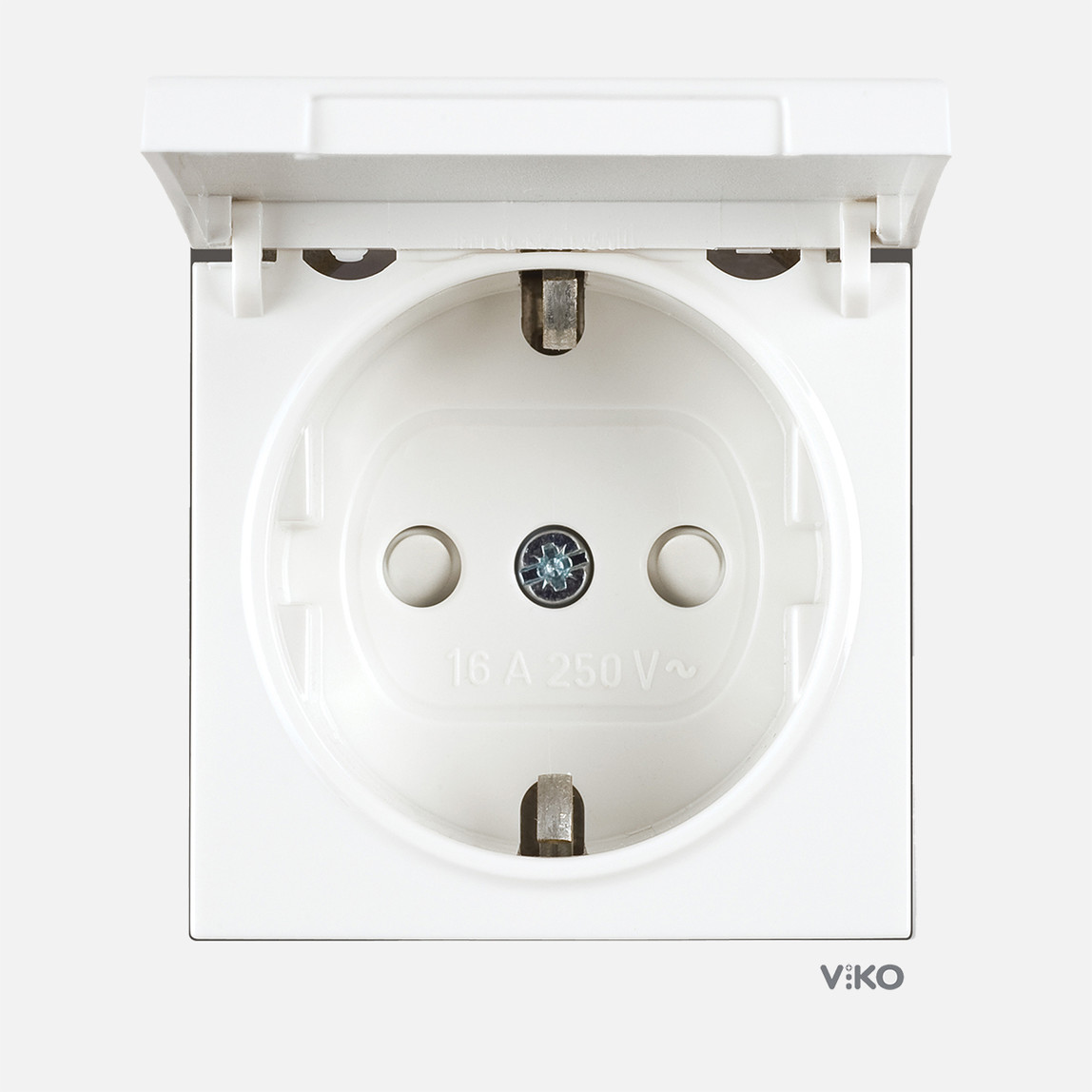    Viko Karre 55 Beyaz Kapaklı Topraklı Priz Çocuk Koruma C1 Mekanizma 