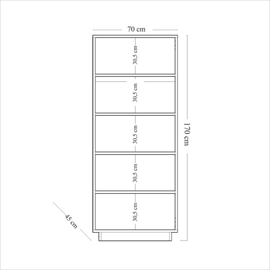 Luke Camlı Kitaplık 70cm Karina Meşe