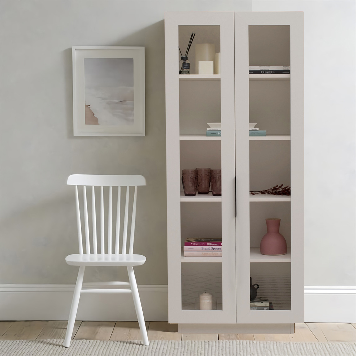    Luke Camlı Kitaplık 70cm Sedef Krem 