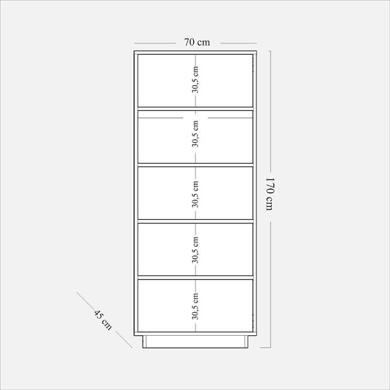 Luke Camlı Kitaplık 70cm Sedef Krem