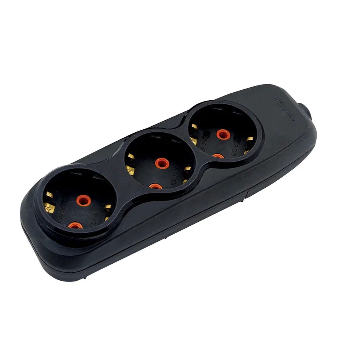    Nilson Quattro Siyah 3'lü Topraklı Anahtarlı Grup Priz 