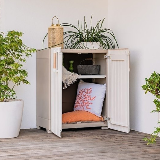 Keter Groove 2 Raflı Plastik Dolap Bej