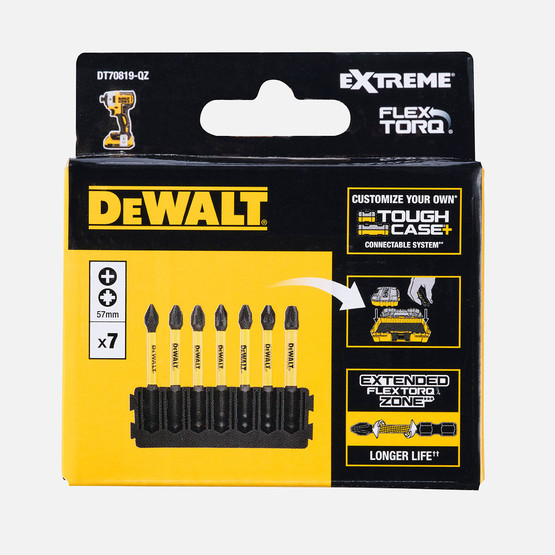 Dewalt DT70819-QZ Flextorq 7 parça 57 mm Philips(ph1,ph2,pz1,pz2,pz3) Bits Uç Seti