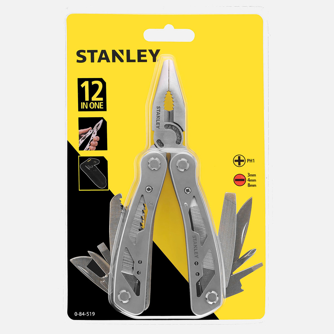    Stanley 12 Parça Aksesuarlı Çok Fonksiyonlu Pense + Bel Taşıma Çantası 