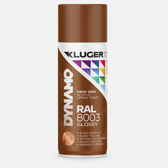 Kluger Dynamo Akrilik Düz Sprey Boya Açık Kahve RAL 8003 400 ML

