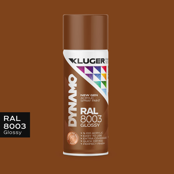 Kluger Dynamo Akrilik Düz Sprey Boya Açık Kahve RAL 8003 400 ML

