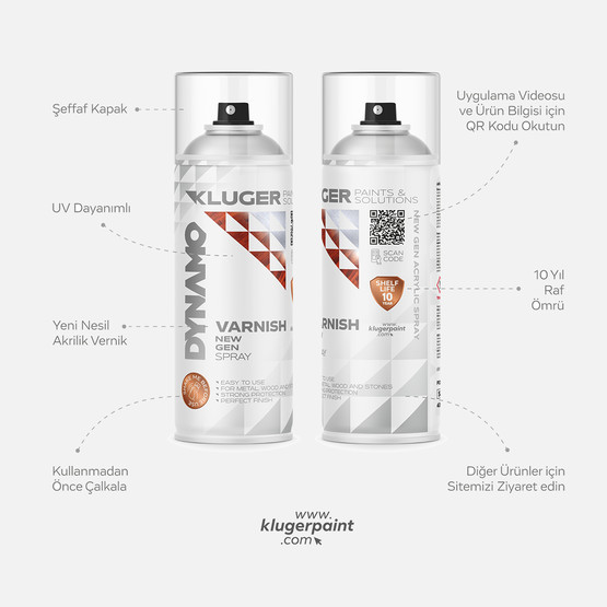 Kluger Dynamo Sprey Boya Parlak Vernik Şeffaf 301 400 ML

