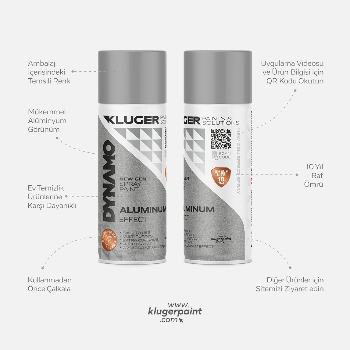    Kluger Dynamo Sprey Boya Alüminyum Efekt 402 400 ML

 