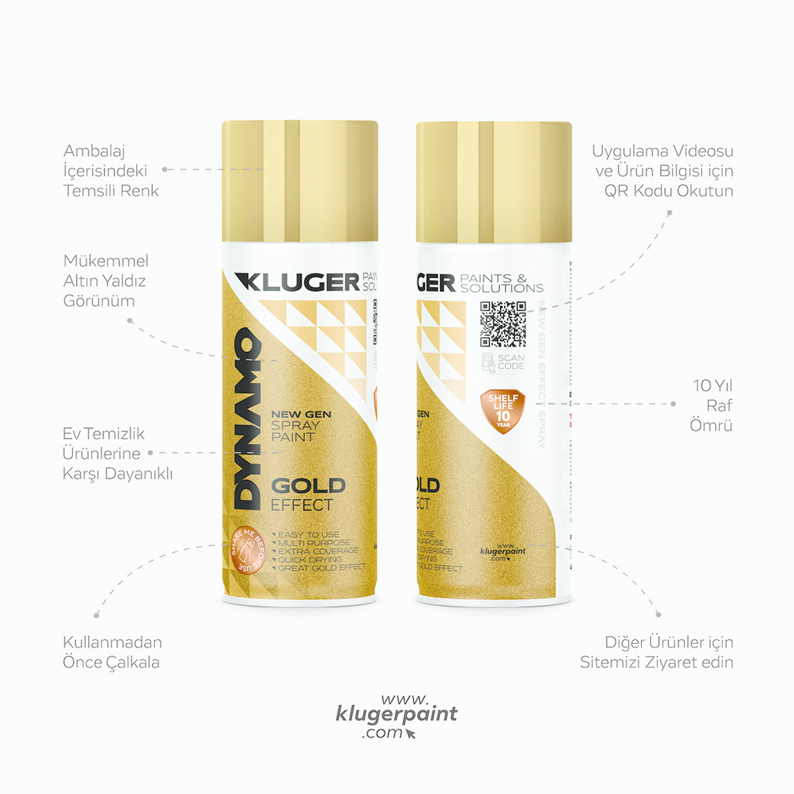   Kluger Dynamo Sprey Boya Altın Ayna Efekt 403 400 ML

 