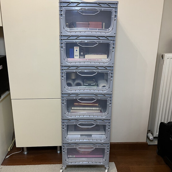 Alpin Magic Kombo 6R Tekerlekli Çok Amaçlı Raf Gri