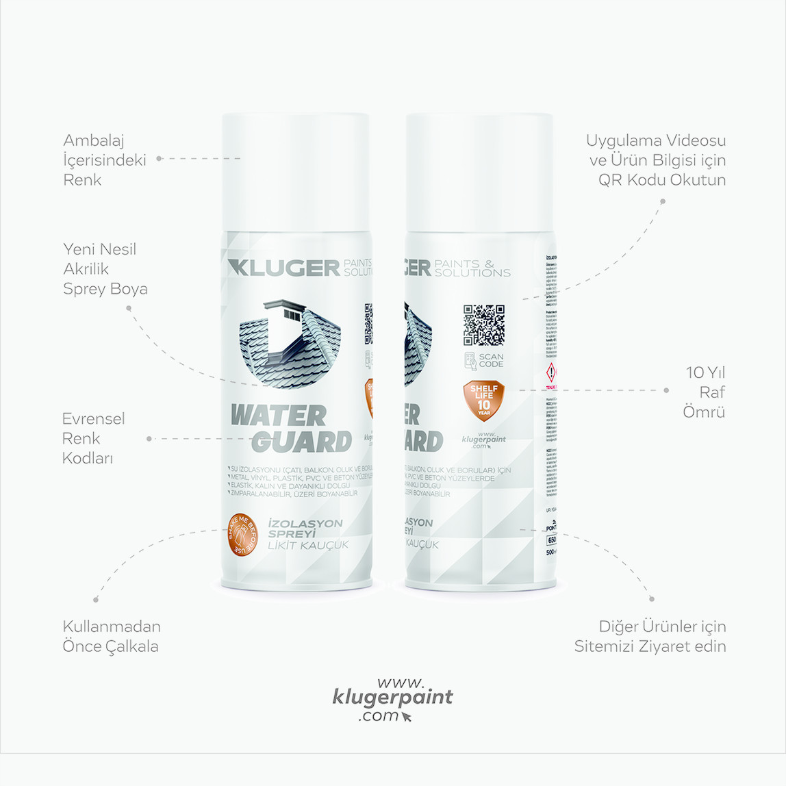    Kluger Dynamo İzolasyon Sprey Boya Water Guard Beyaz 750 500 ML

 