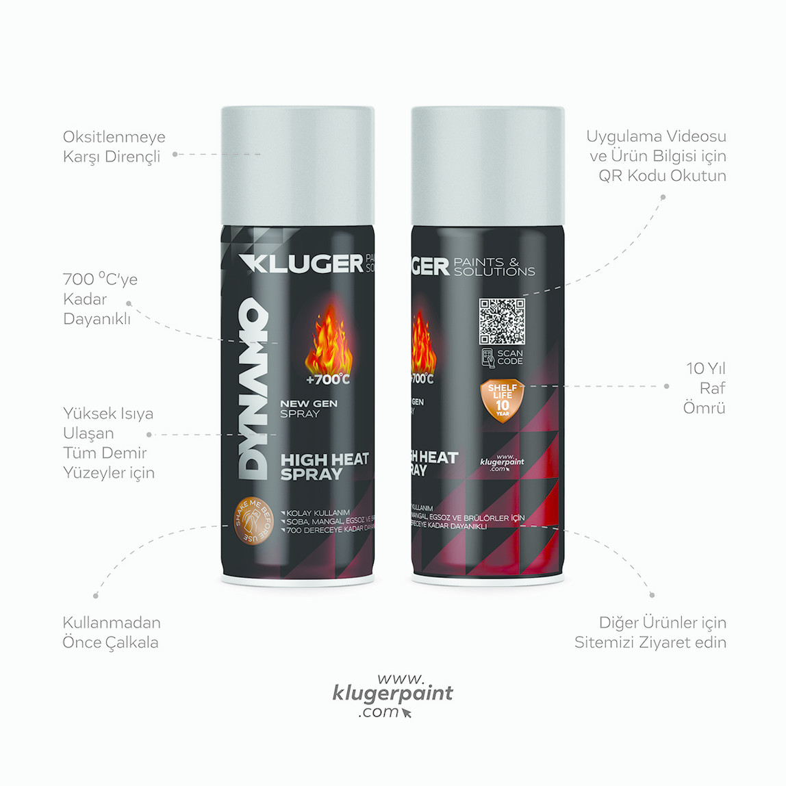    Kluger Dynamo Sprey Boya Isıya Dayanıklı Gümüş 508 400 ML

 