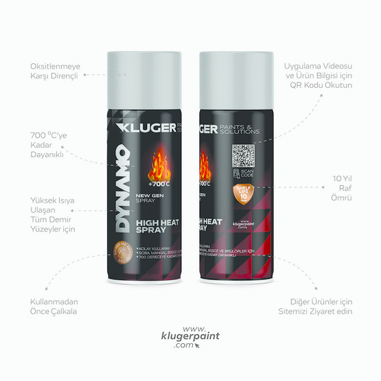Kluger Dynamo Sprey Boya Isıya Dayanıklı Gümüş 508 400 ML


