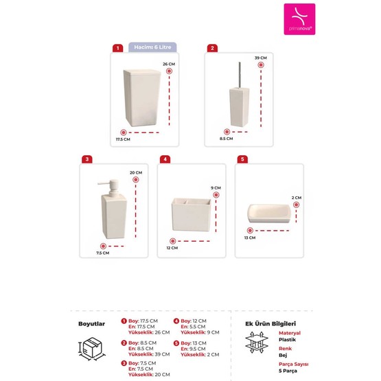 Primanova Biga Banyo Seti Bej