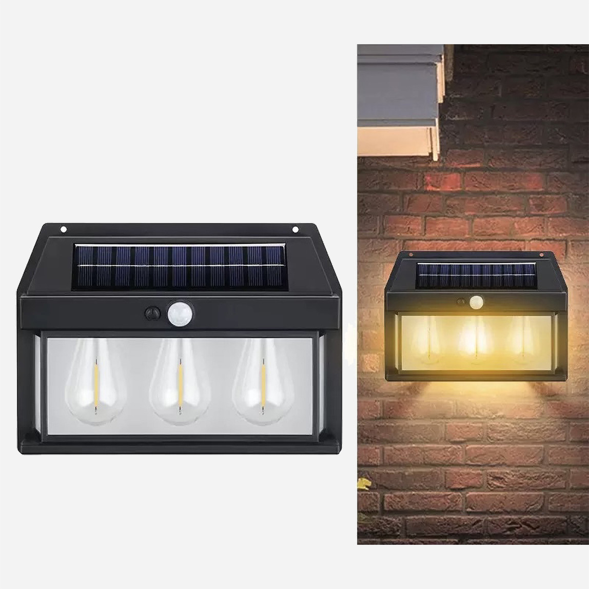    Sensörlü Üçlü Led Solar Aplik 