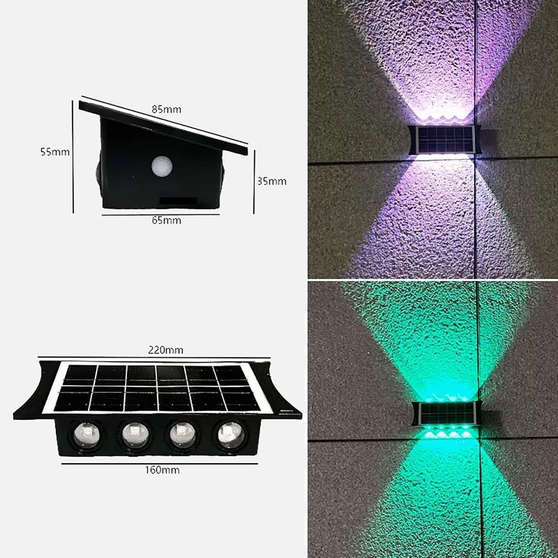    RGB Solar Çift Yönlü Duvar Apliği  
