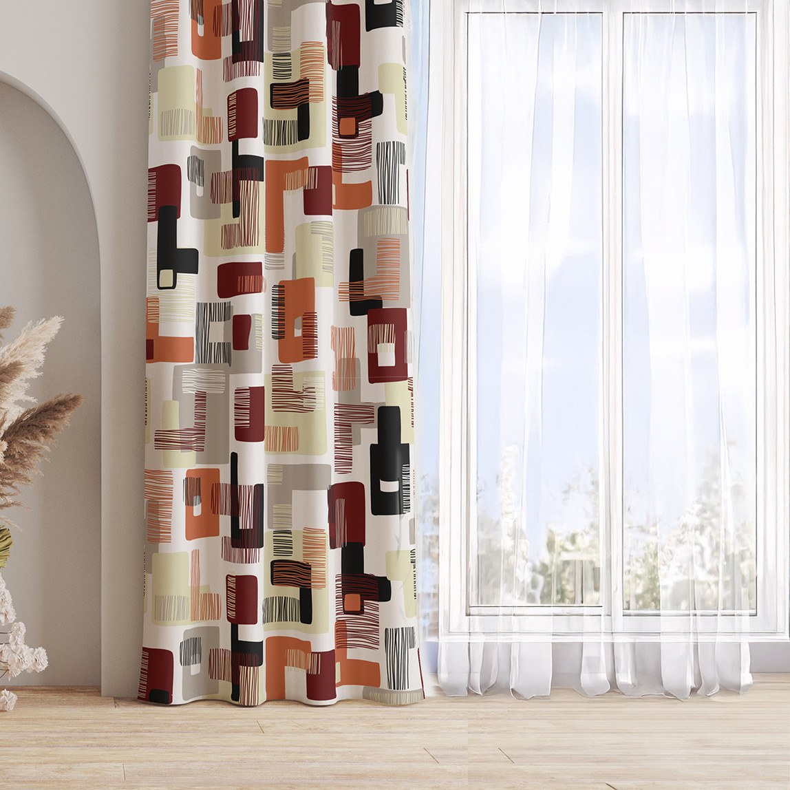    AYShome Kiremit Desen Fon Perde 