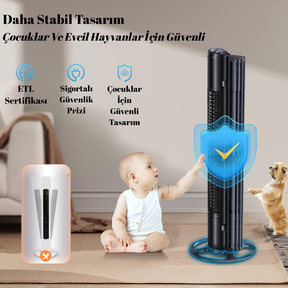    Dlc Kule Tipi Vantilatör 75Watt  Kumandalı 