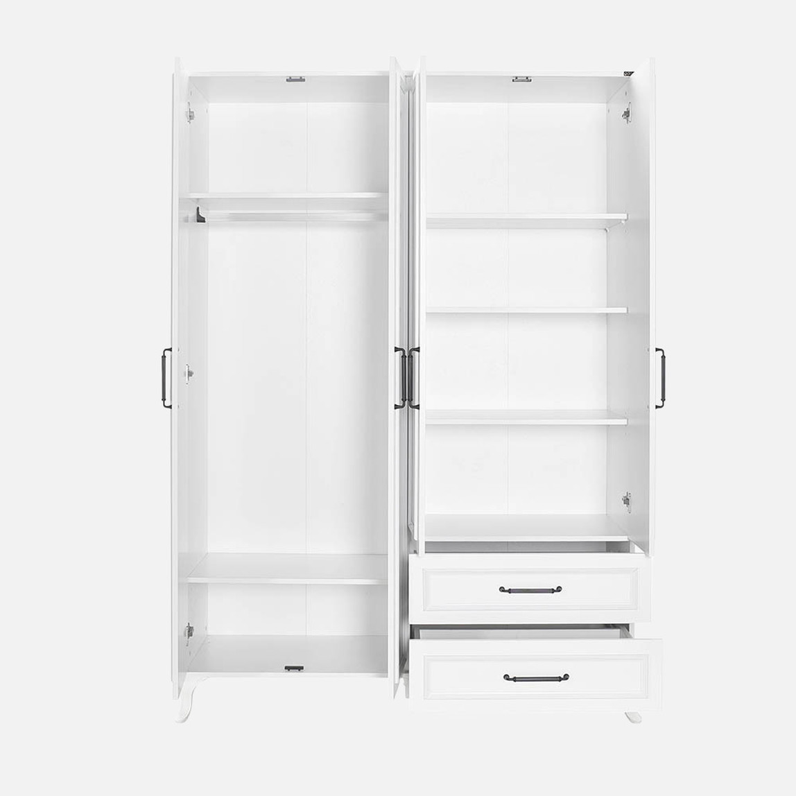    Adore Country 4 Kapaklı 2 Çekmeceli Gardırop-Mat Lake Beyaz 