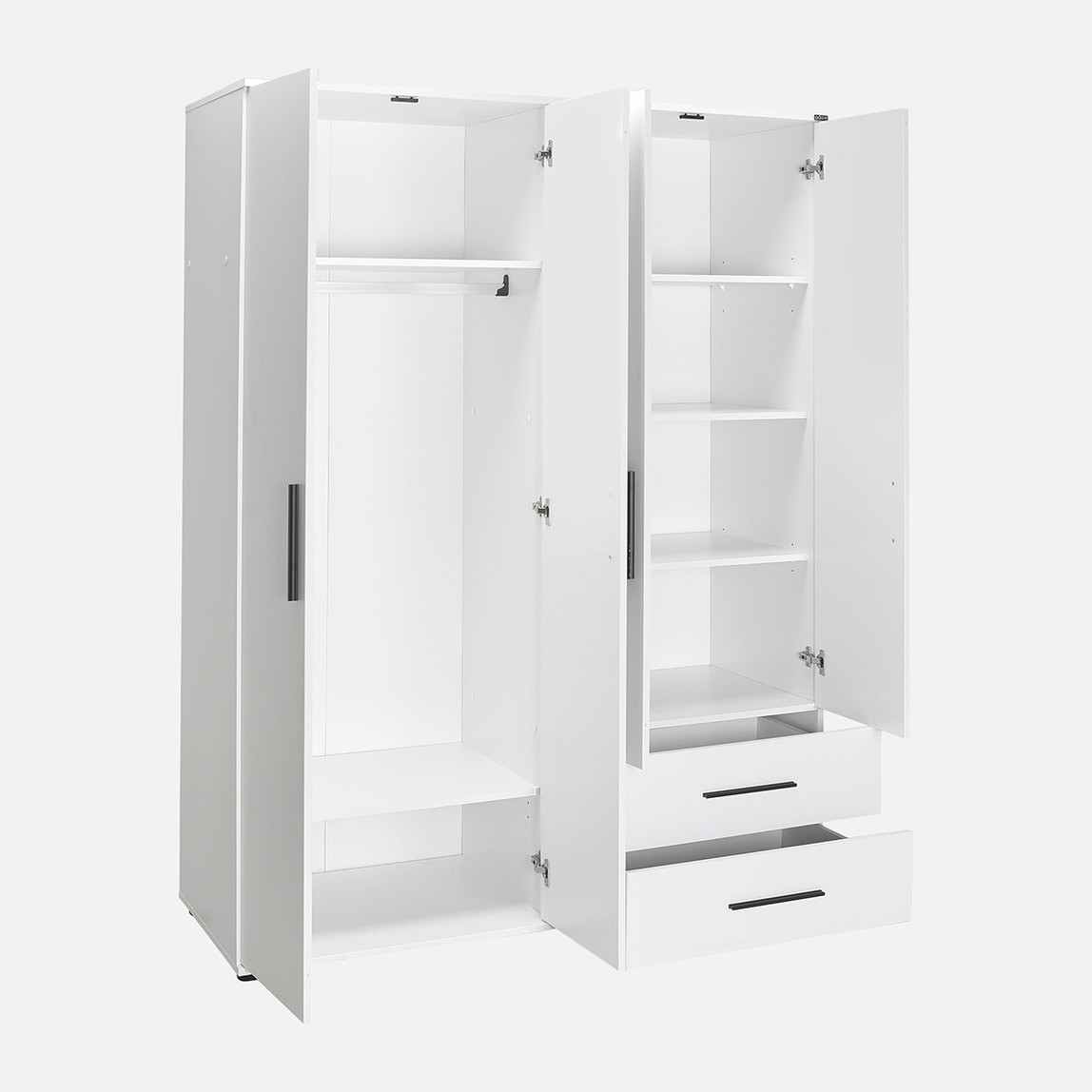    Adore White 4 Kapaklı 2 Çekmeceli Gardırop-Mat Beyaz 