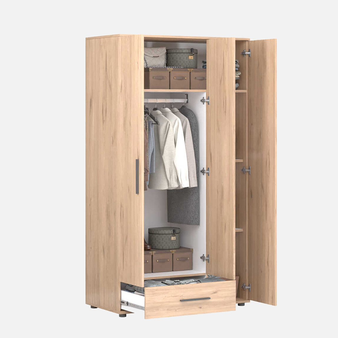    Adore Trendline 3 Kapaklı Tek Çekmeceli Gardırop - Florida Meşe 