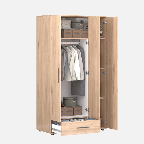 Adore Trendline 3 Kapaklı Tek Çekmeceli Gardırop - Florida Meşe
