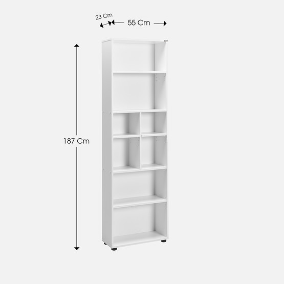 Adore White 8 Bölmeli Kitaplık-Mat Beyaz