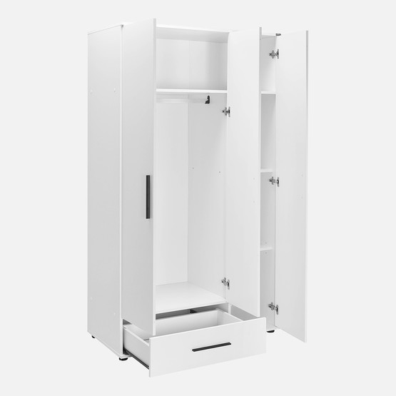 Adore White 3 Kapaklı Tek Çekmeceli Gardırop-Mat Beyaz