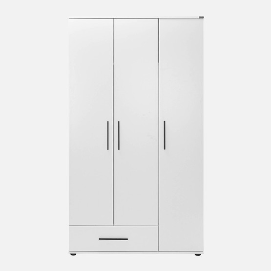 Adore White 3 Kapaklı Tek Çekmeceli Gardırop-Mat Beyaz