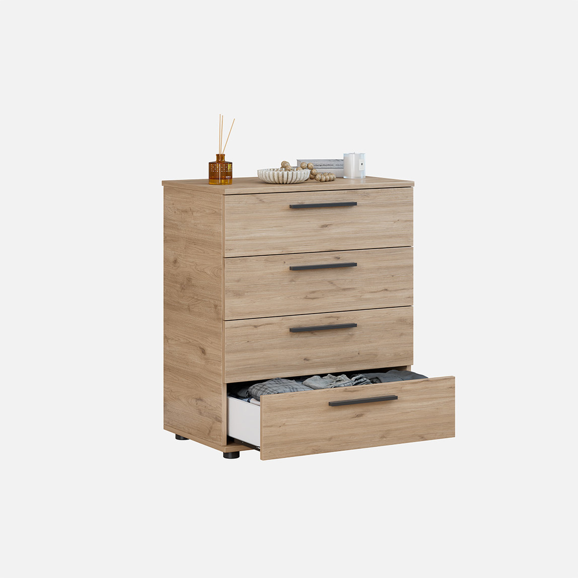    Adore White 4 Çekmeceli Şifonyer - Florida Meşe 