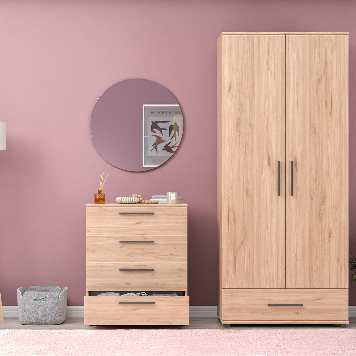    Adore White 4 Çekmeceli Şifonyer - Florida Meşe 