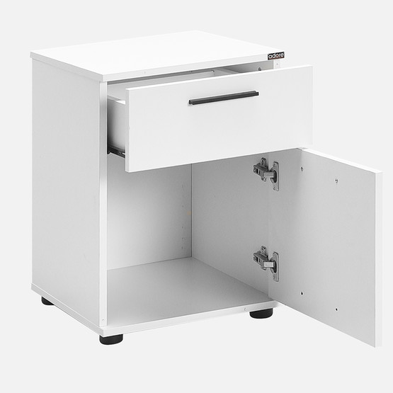 Adore White Çekmeceli Kapaklı Komodin-Mat Beyaz 