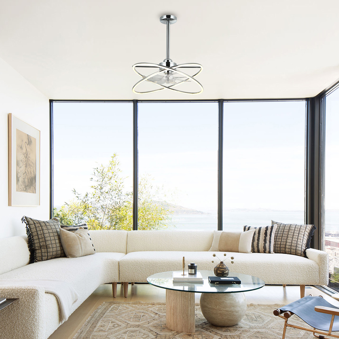    Lucea Mianes 01 Fanlı Led Avize Krom 