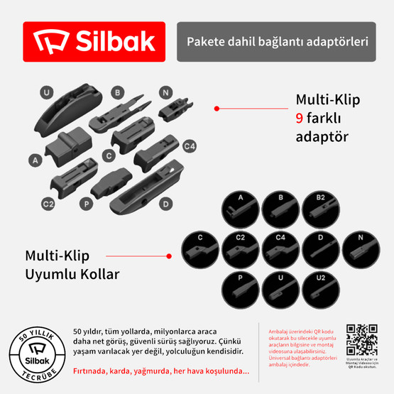 Silbak Oto Ön Cam Sileceği 450 mm