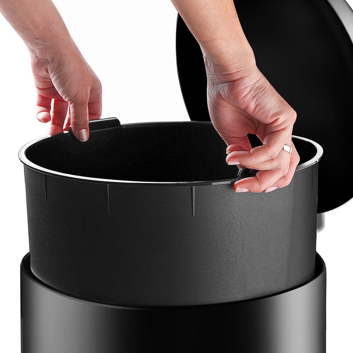    Bombe Kapaklı Çöp Kovası 30L Texture Siyah 