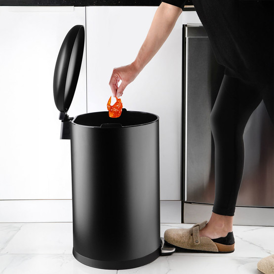 Bombe Kapaklı Çöp Kovası 30L Texture Siyah