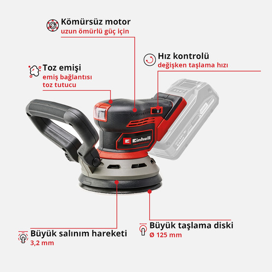 Einhell TP-RS 18/32 Li BL Solo Akülü Eksantrik Zımpara (Akü ve Şarj Cihazı Dahil Değildir.)